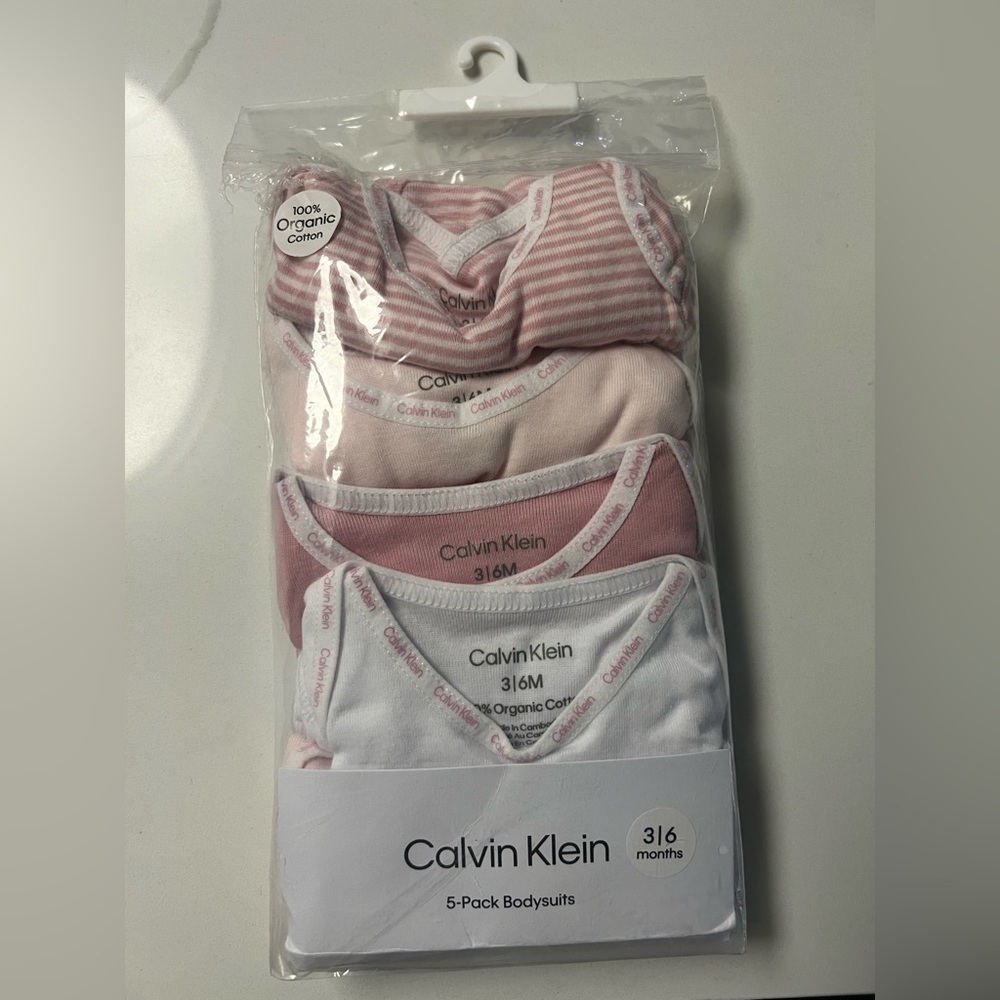 Open Package Calvin Klein Organic Baby 5 Pack Bodysuits - Picture 3 of 4